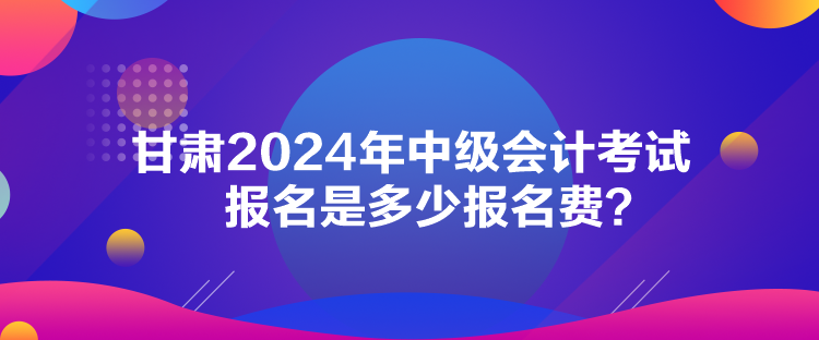 甘肃2024年中级会计考试报名是多少报名费？