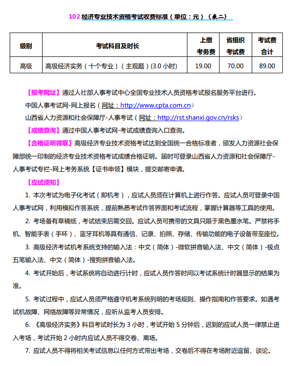 山西2024年高级经济师报考手册