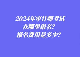 2024年审计师考试在哪里报名？报名费用是多少？