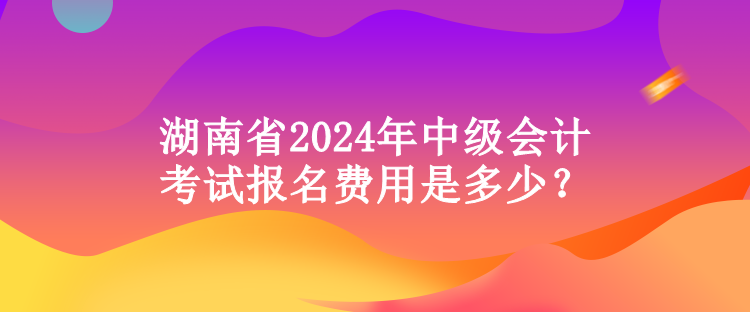 湖南省2024年中级会计考试报名费用是多少？