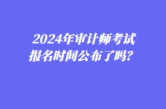 2024年审计师考试报名时间公布了吗？