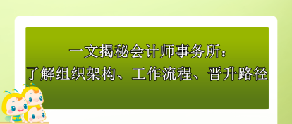 一文揭秘会计师事务所：了解组织架构、工作流程、晋升路径！