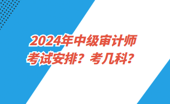 2024年中级审计师考试安排？考几科？