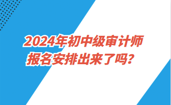 2024年初中级审计师报名安排出来了吗？