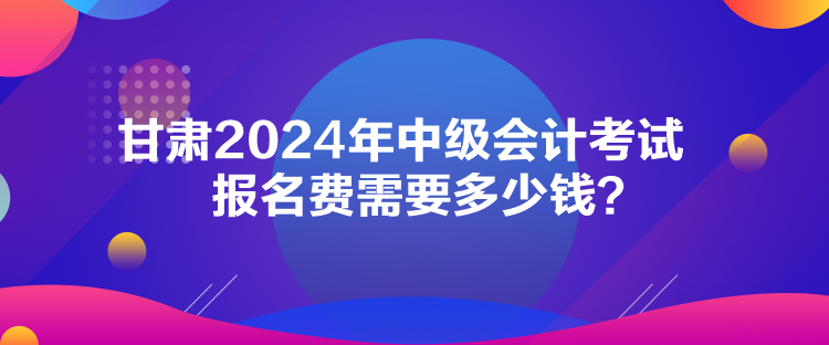 甘肃2024年中级会计考试报名费需要多少钱？