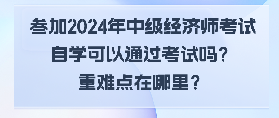 参加2024年中级经济师考试自学可以通过考试吗？重难点在哪里？