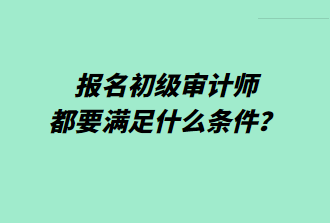 报名初级审计师都要满足什么条件？