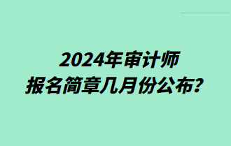 2024年审计师报名简章几月份公布？