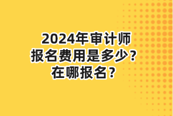 2024年审计师报名费用是多少？在哪报名？