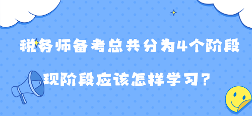 税务师备考总共分为4个阶段 现阶段应该怎样学习？