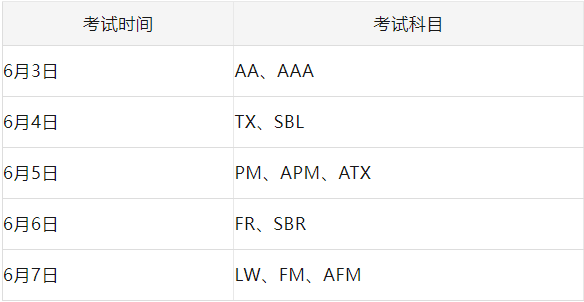 6月考试时间