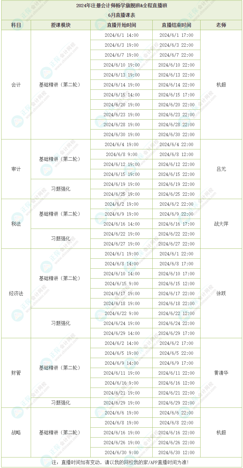 2024年注册会计师畅学旗舰班&全程直播班