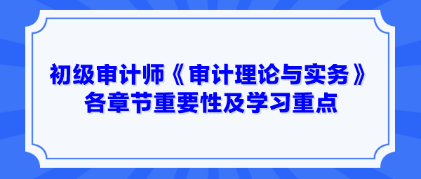 2024年初级审计师《审计理论与实务》各章节重要性及学习重点