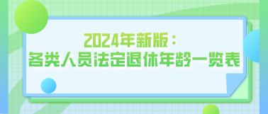 2024年新版：各类人员法定退休年龄一览表！