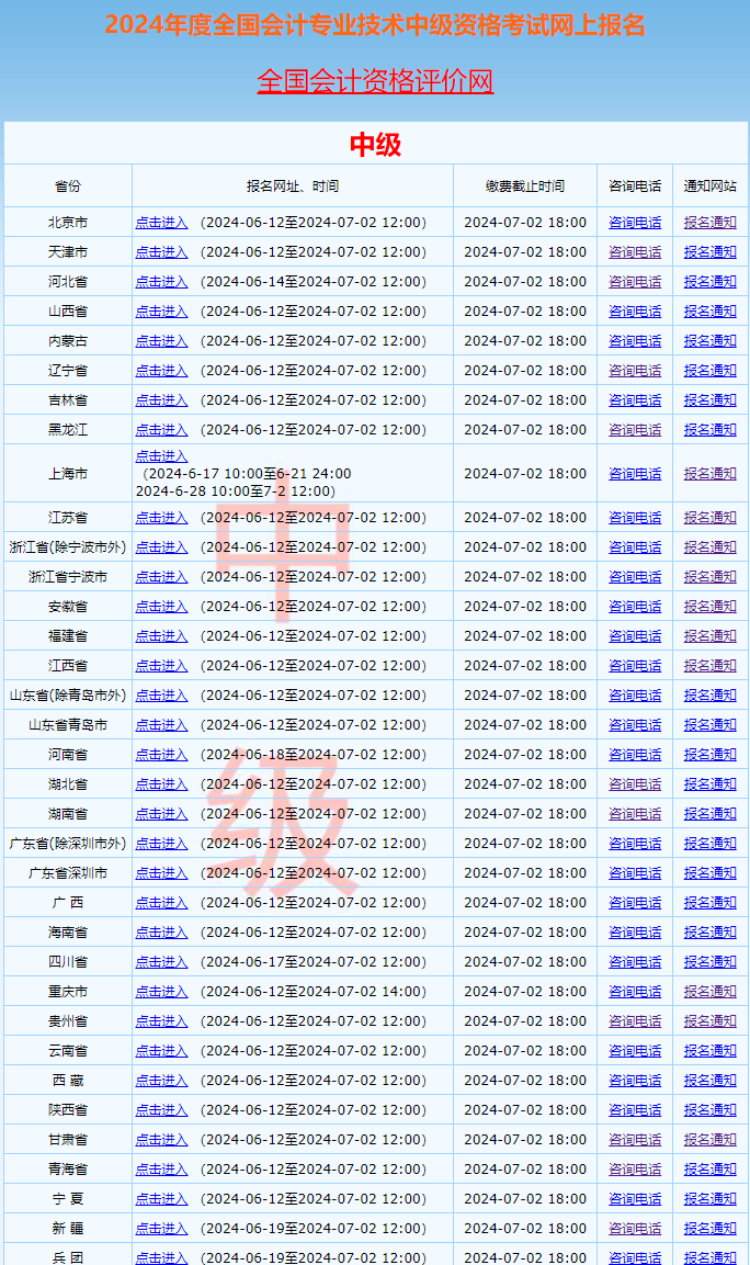 重磅！全国2024中级会计职称考试报名入口已开通 抓紧报>