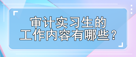 审计实习生工作内容有哪些？