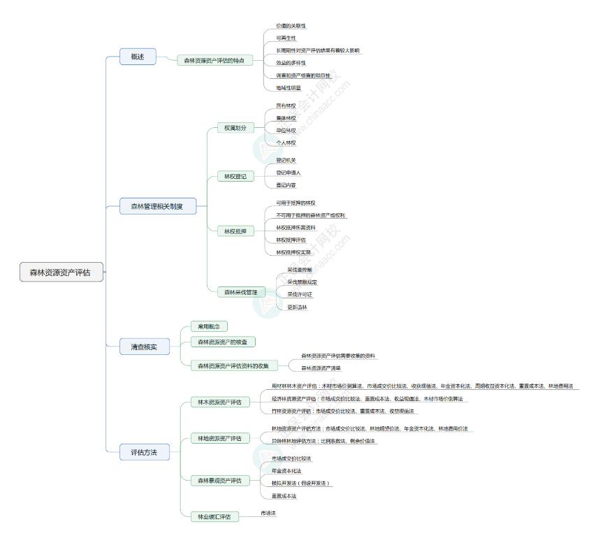 2024年《资产评估实务一》思维导图五：森林资源资产评估