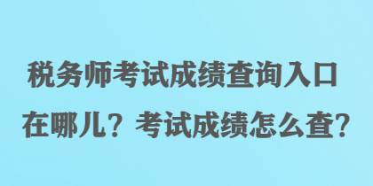 税务师考试成绩查询入口在哪儿？考试成绩怎么查？