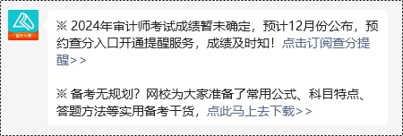 【预约提醒】2024年审计师考试成绩12月公布？马上来预约查分提醒~