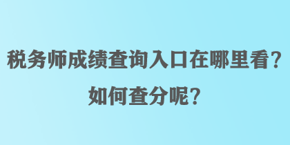 税务师成绩查询入口在哪里看？如何查分呢？