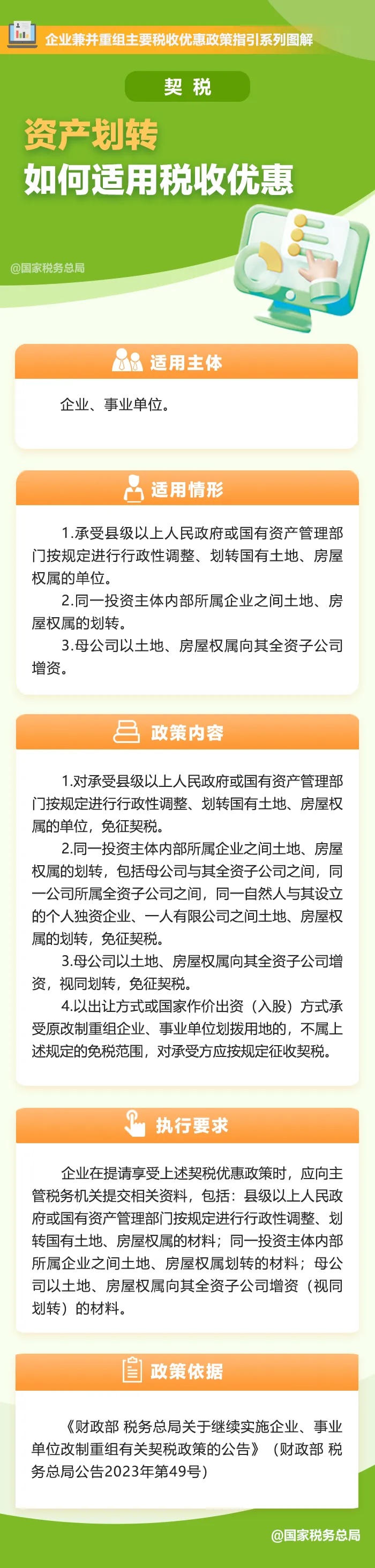 资产划转如何适用契税税收优惠